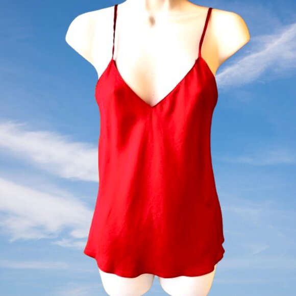 Red 100% Silk Slip Camisole Cami Vintage 80's Hong Kong Womens 10 - Picture 3 of 11